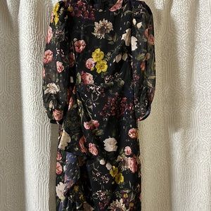 Eliza J Ruffle High Neck Floral Chiffon Dress
